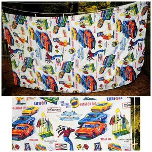 VTG 70's NASCAR Sears Perma Prest Twin Bedspread Daytona Firecracker Winston 500